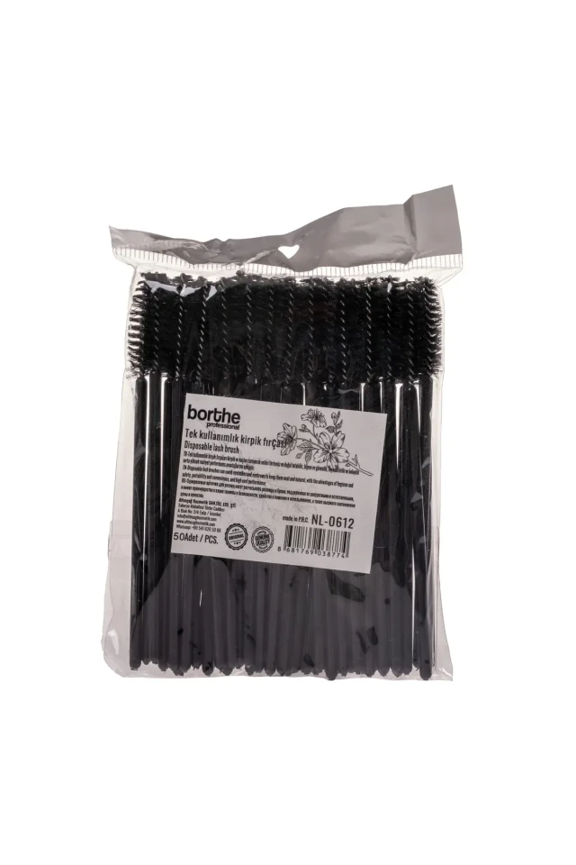 برس حرفه‌ای یکبار مصرف مژه و ابرو 50 عددی - سیاه NL-0612