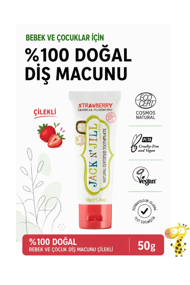 خمیر دندان طبیعی و گواهی شده جک ان جیل - طعم توت فرنگی 50 گرم