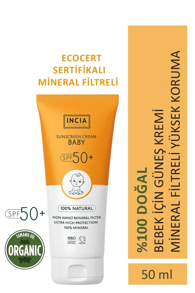 کرم ضد آفتاب 100% طبیعی بچه با فیلتر معدنی و محافظت بالا SPF 50+ UVA UVB 50 میلی لیتر