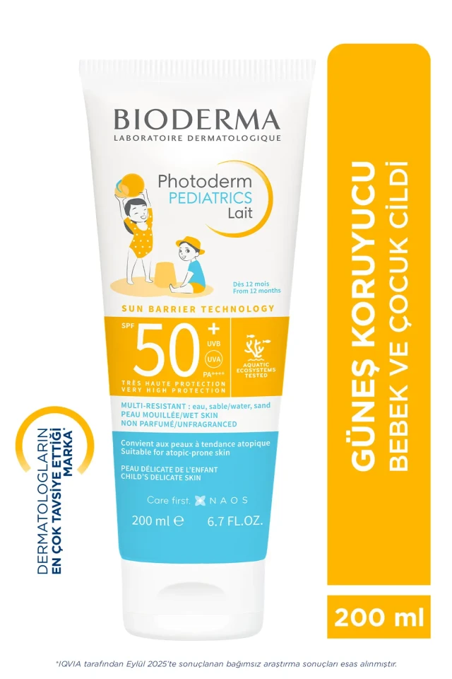 کرم ضد آفتاب شیر مانند بیودرما مخصوص کودکان با SPF50+ و محافظت آنتی‌اکسیدانی 200 میلی‌لیتر