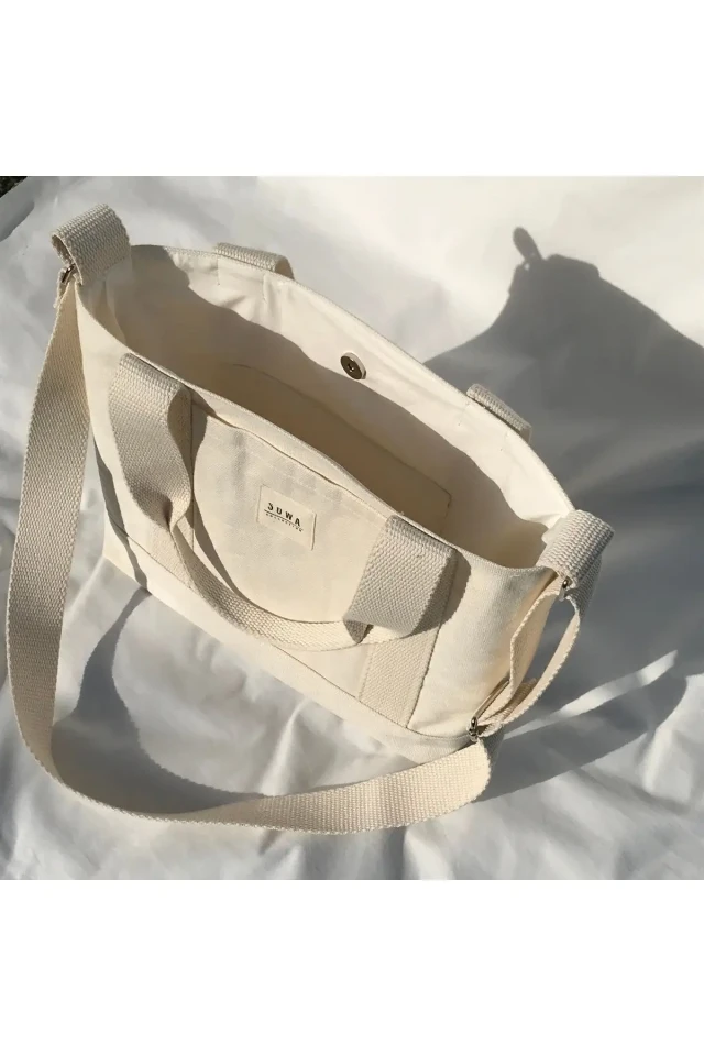 کیف کتان با دکمه چسبی، کیف دستی و دوشی زنانه با بند قابل تنظیم U:30 E:35 G:10 Cm