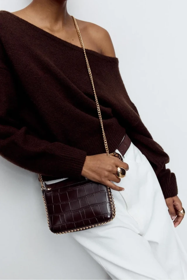 کیف با طرح تمساح مینی با دانه‌های درخشان