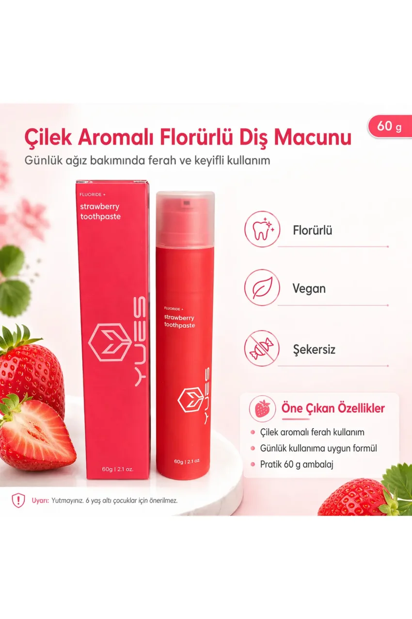 خمیر دندان سفیدکننده طعم توت فرنگی فلوراید+