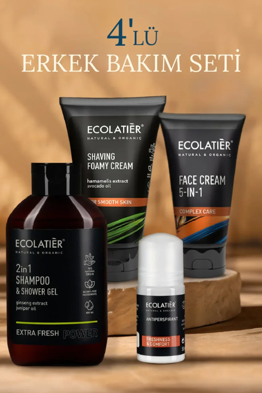 ست مراقبت مردانه ۴ تایی شامل کرم صورت، شامپو، ژل دوش و کرم اصلاح