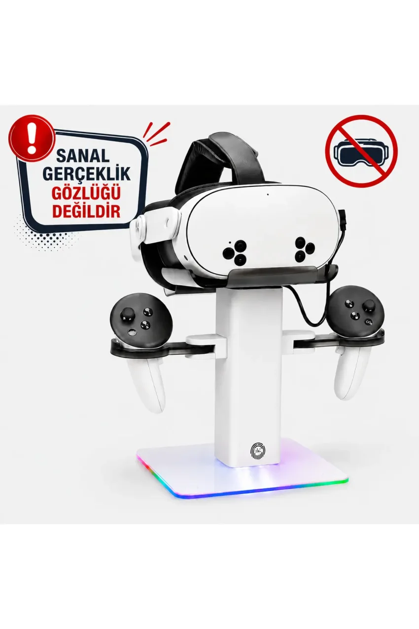 پایه شارژ VR با نور RGB | نگهدارنده عینک VR و کنترلر سازگار با Meta Quest 3S / Quest 3 / Quest 2