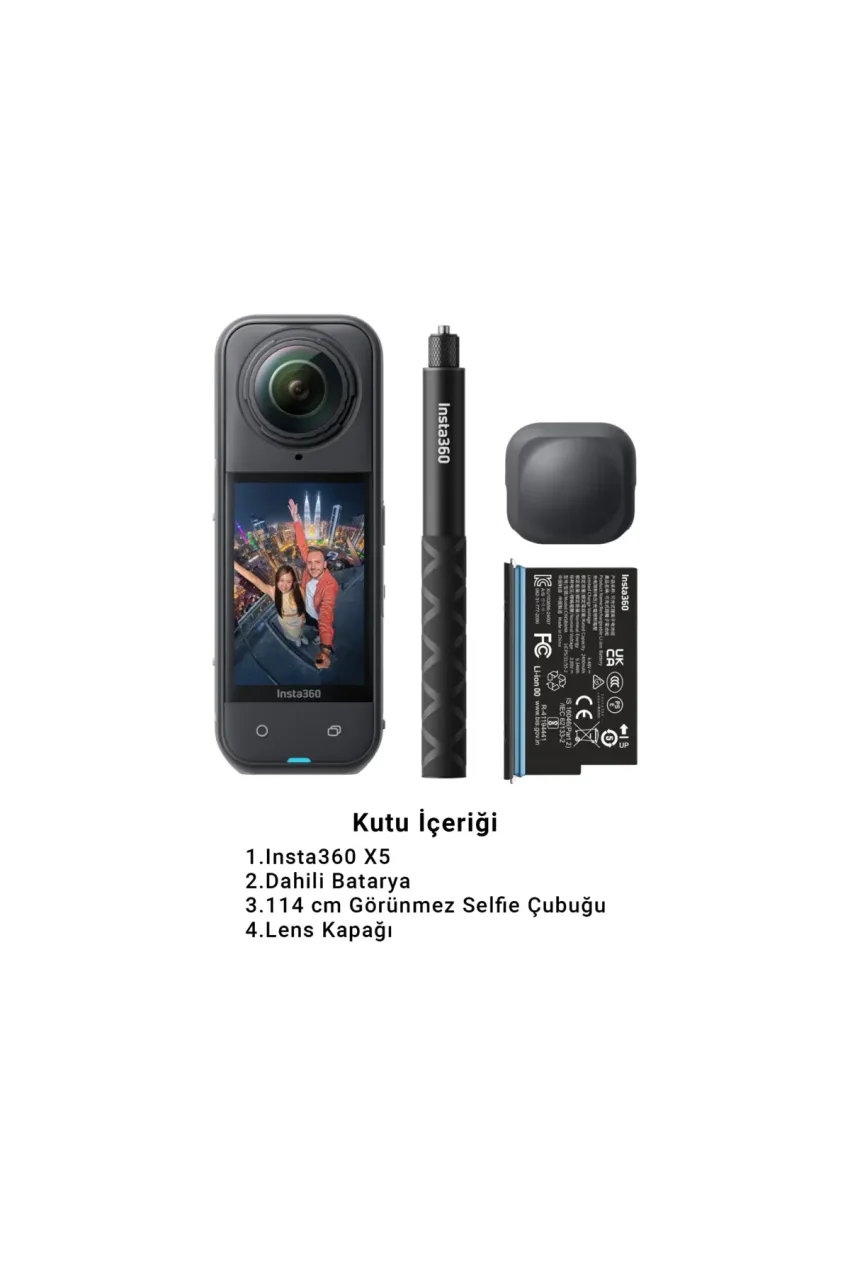 کیت شروع دوربین اکشن X5 8K 360 – حسگر دوگانه، باتری اضافی، چوب سلفی، HDR فعال