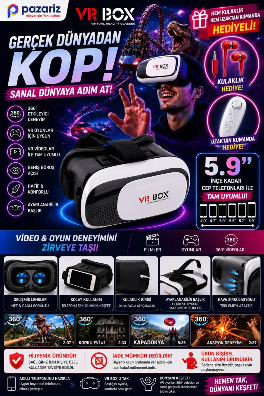 عینک واقعیت مجازی Xx-33 Vrbox 3D 2 با کنترل از راه دور هدیه