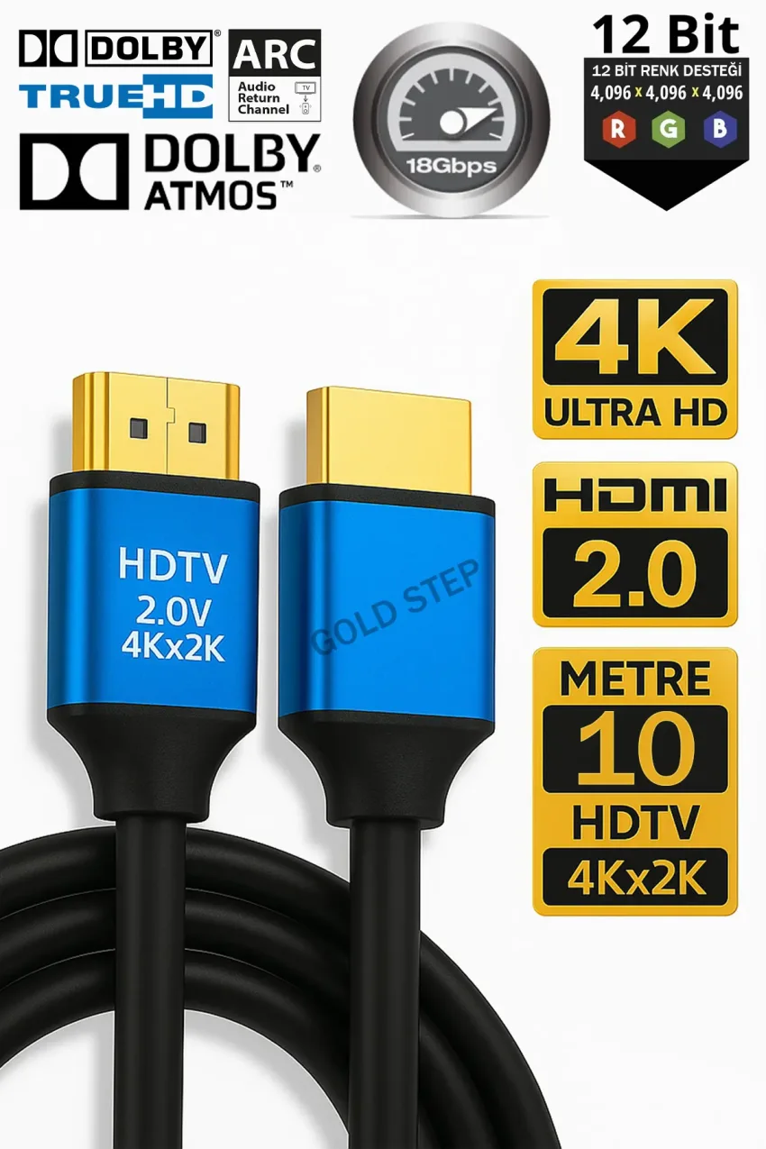 کابل HDMI آلومینیومی 10 متری 4K Ultra HD با سر طلایی 2.0V