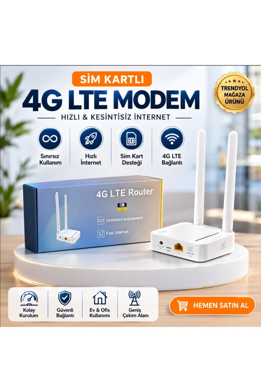 مودم وای‌فای 6 قابل حمل با سیم‌کارت 4G و 2 آنتن و 1 پورت RJ45