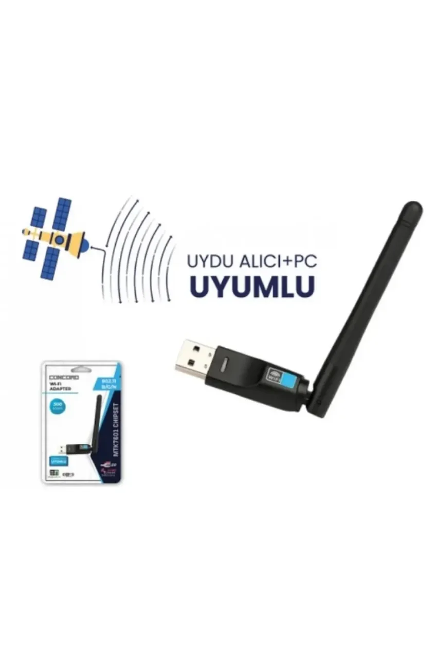 آنتن دار USB W-7 با سرعت 300Mbps و گیرنده ماهواره‌ای + آداپتور بی‌سیم PC با چیپست MTK7601