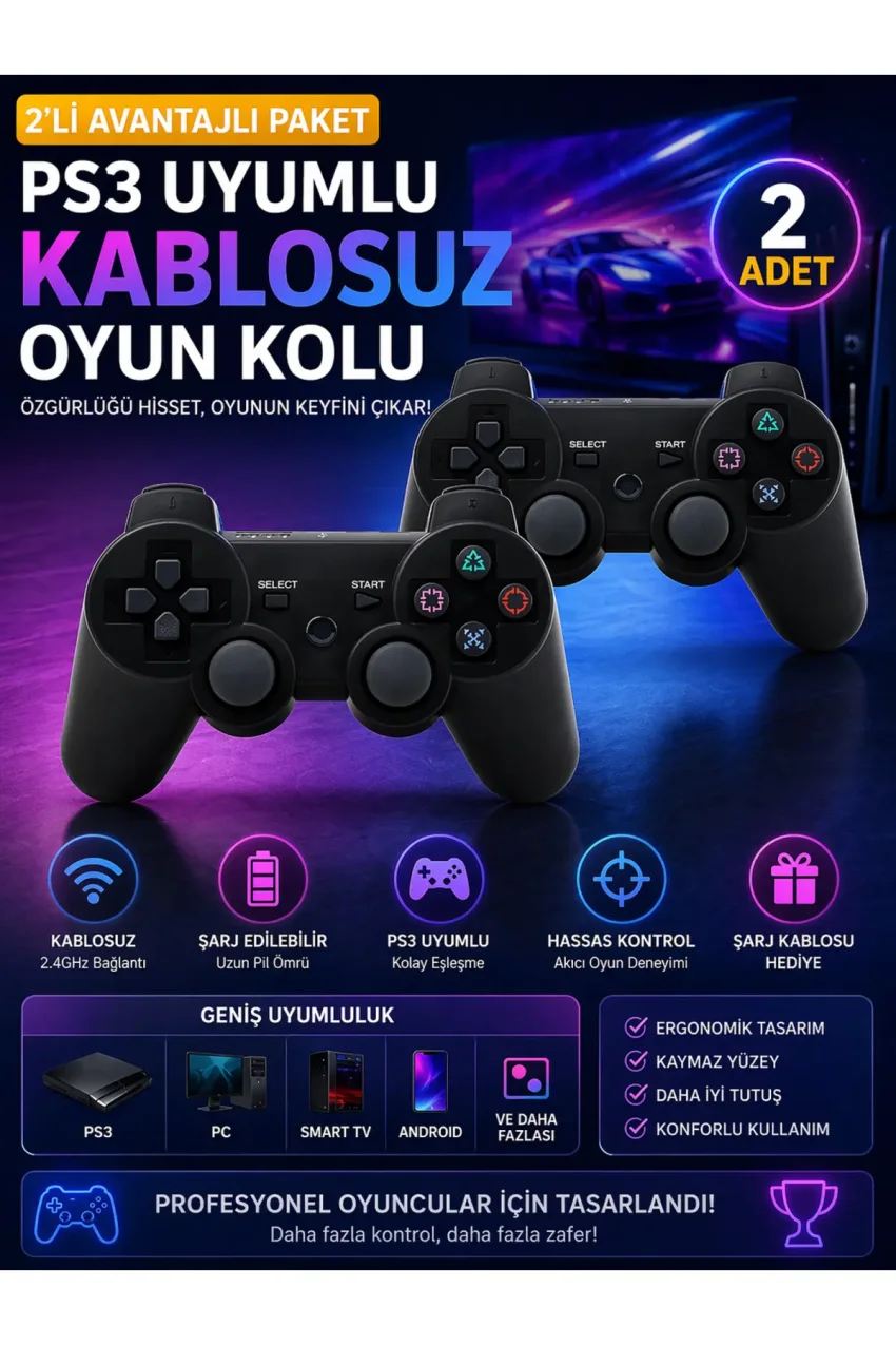 دسته بازی بی‌سیم دو عددی PS3 مدل Dualshock برای کنسول بازی