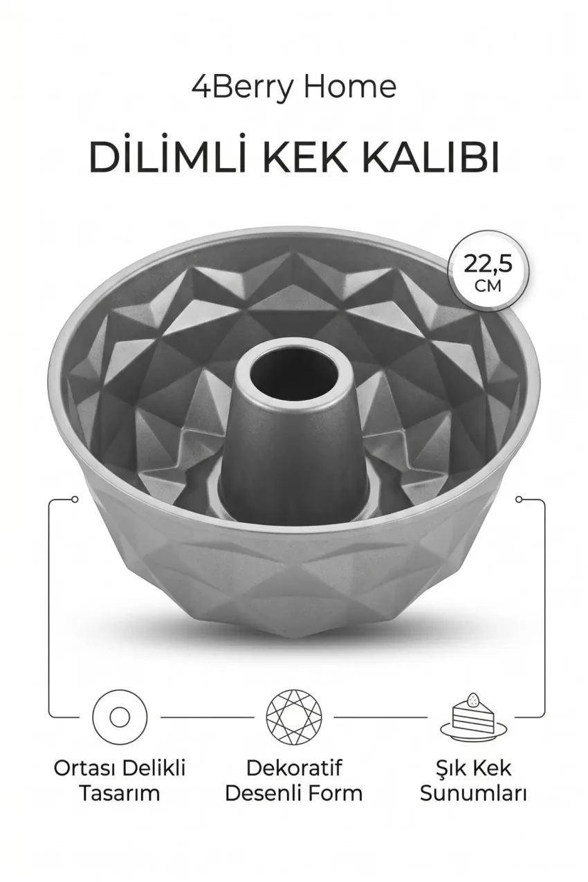 قالب کیک حلقه‌ای 22.5 سانتی‌متر – قالب کیک طرح‌دار با وسط توخالی