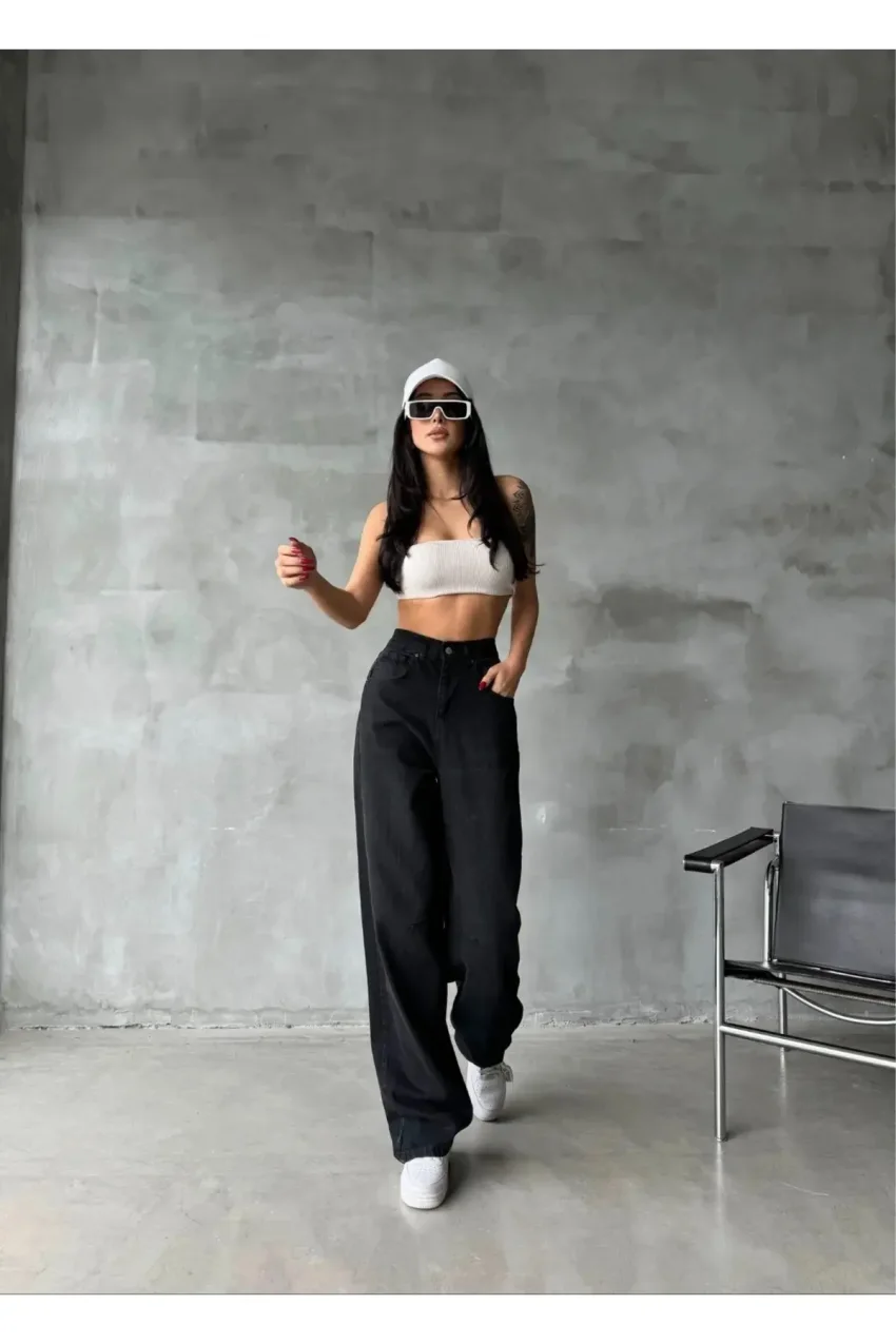 شلوار جین گشاد و راحت ییکاما TREND UNISEX - شلوار جین گشاد و راحت شستشوی برفی TREND UNISEX
