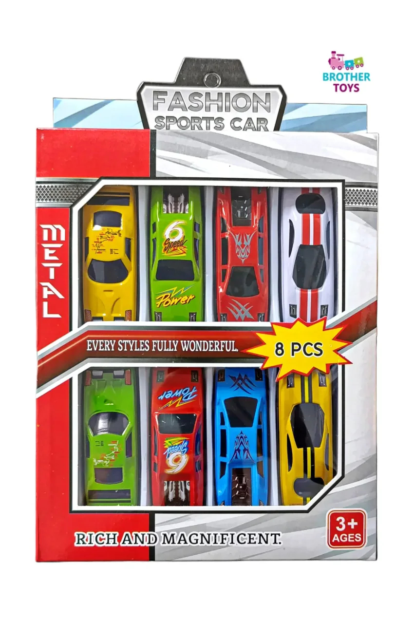 ست 8 عددی ماشین‌های مسابقه‌ای مینی فلزی