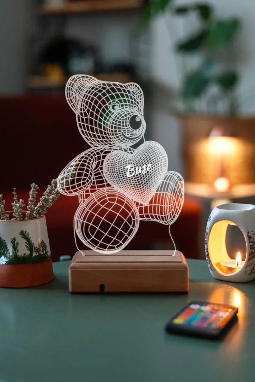 هدیه به عشق ۳ بعدی عروسک خرس ۱۶ رنگی لامپ دکوری LED