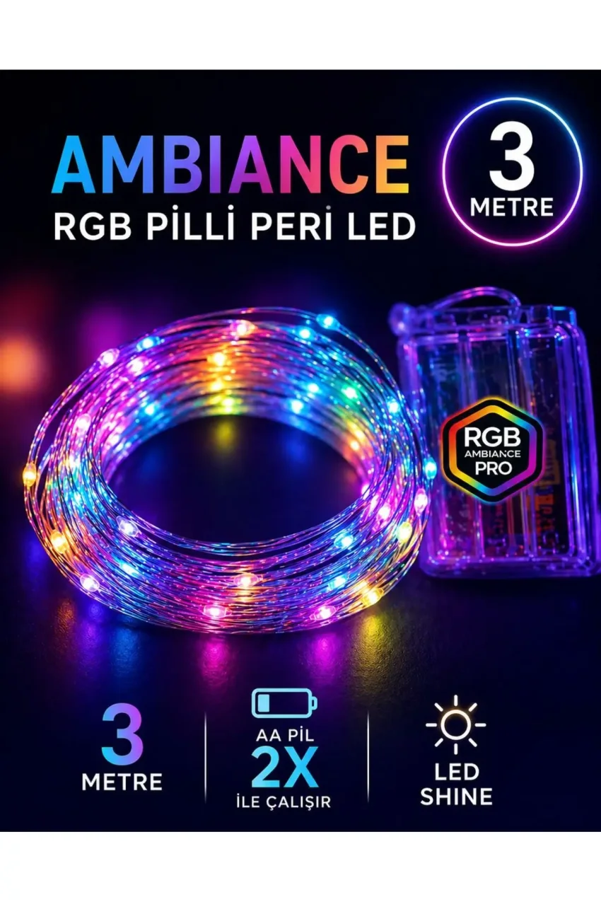 چراغ دکوری RGB LED سه متری با باتری