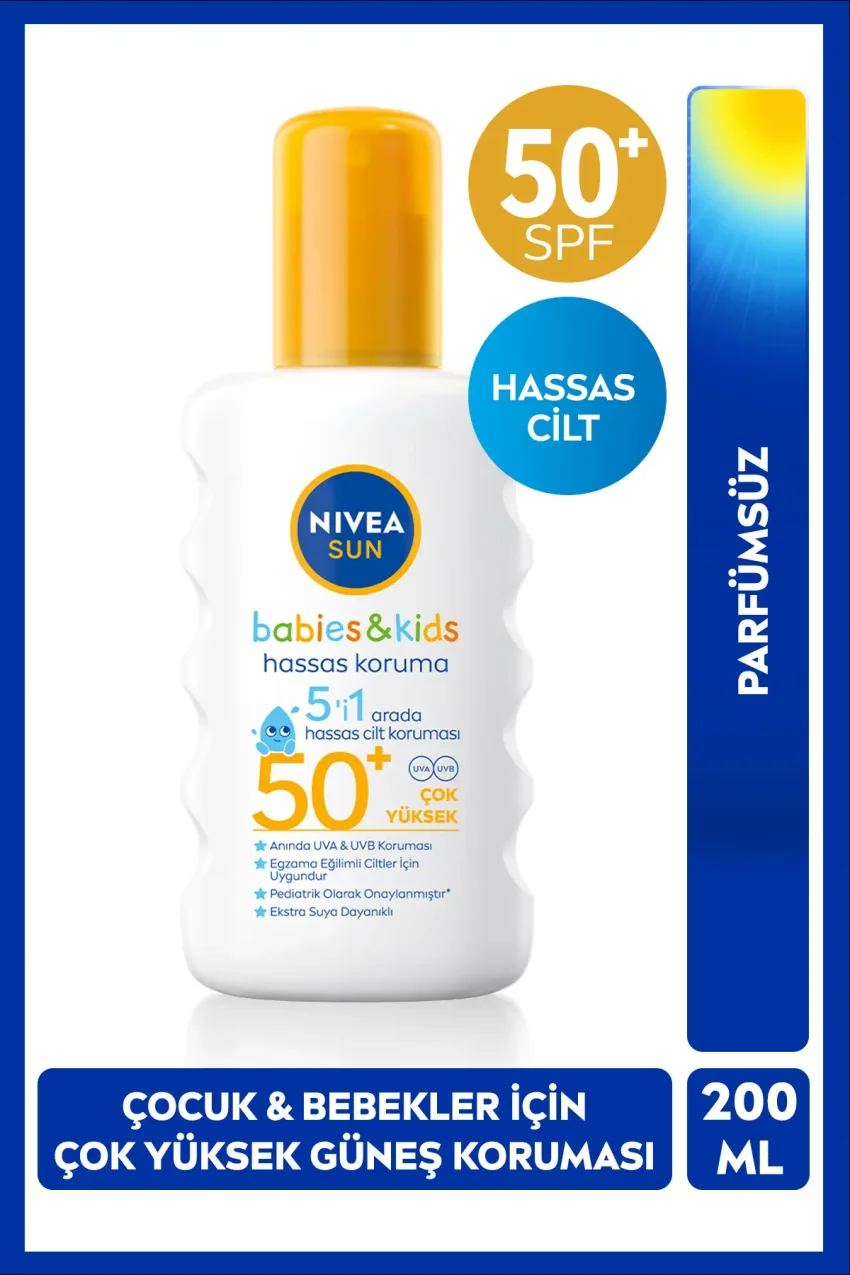 اسپری ضد آفتاب با SPF50+ برای کودکان و نوزادان 200ml، مناسب پوست حساس، بدون عطر، از 6 ماه به بالا