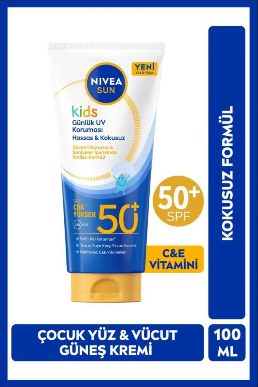 کرم ضد آفتاب با SPF50+ برای کودکان، صورت و بدن، محافظت بالا، 100 میلی لیتر، بدون عطر، مناسب برای 3 سال و بالاتر