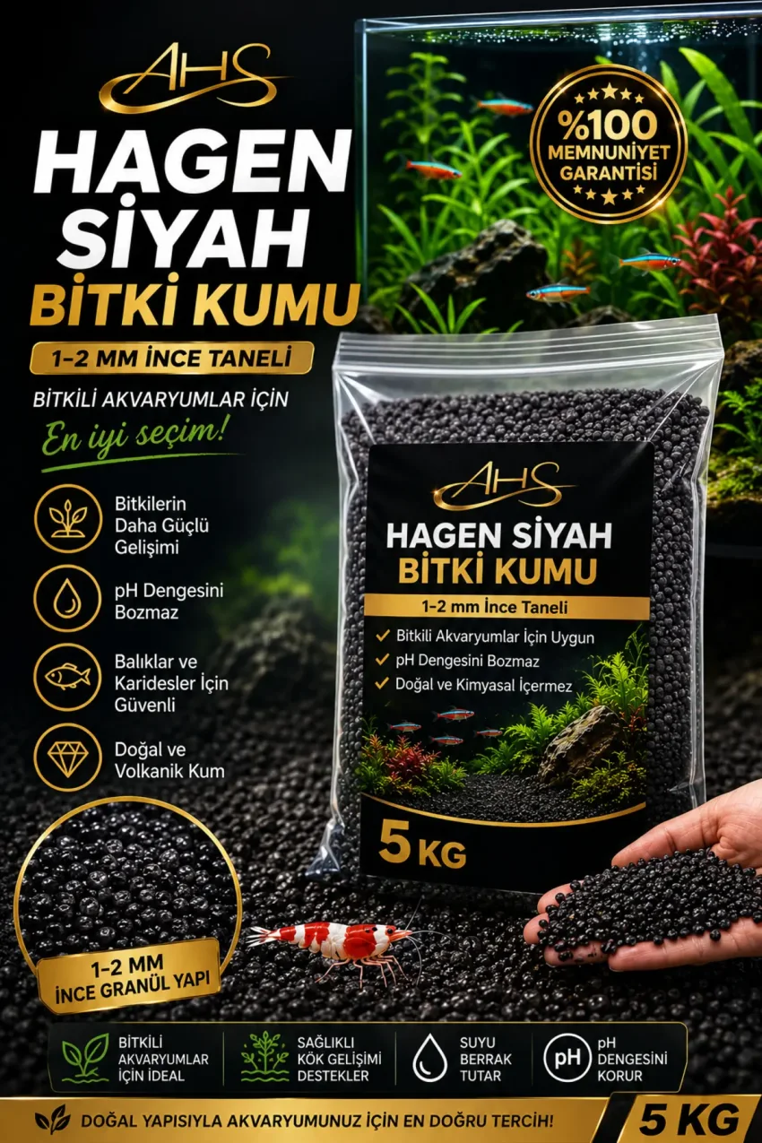 شن گیاهی سیاه هاگن 5 کیلوگرمی 1–2 میلیمتر | شن بستر آکواریوم گیاهی | شن طبیعی با pH خنثی