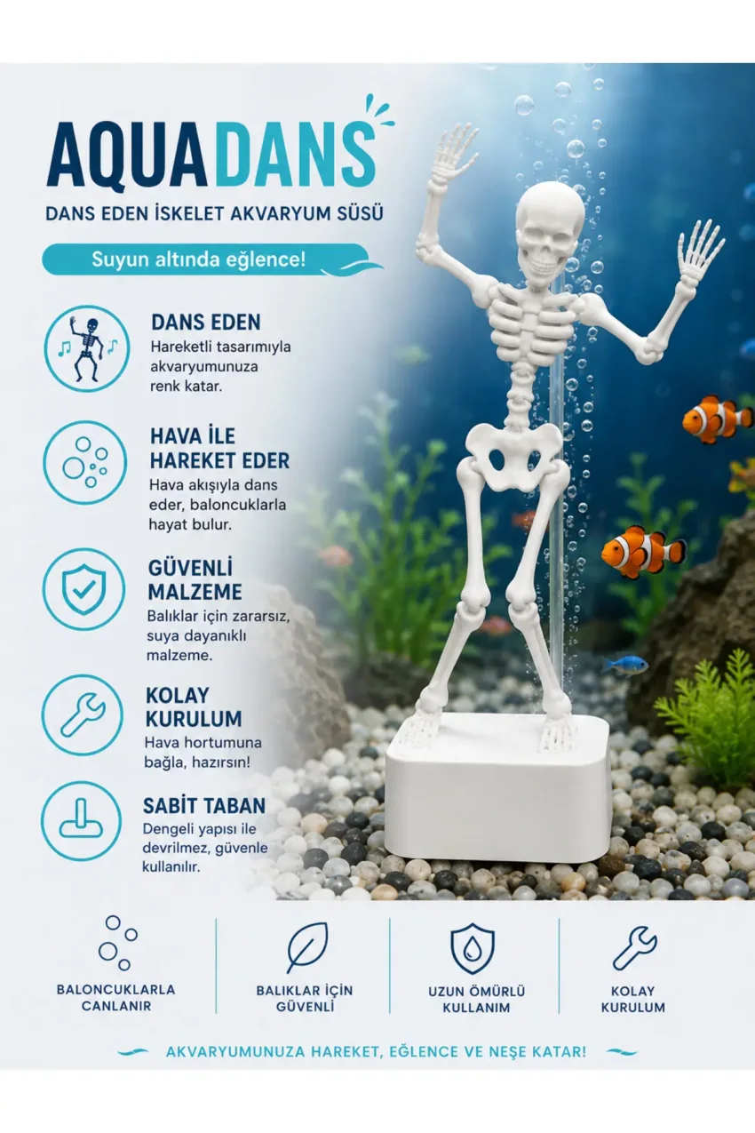 تزئینات آکواریوم با اسکلت متحرک Dans Eden - تزئینات سرگرم‌کننده آکواریوم