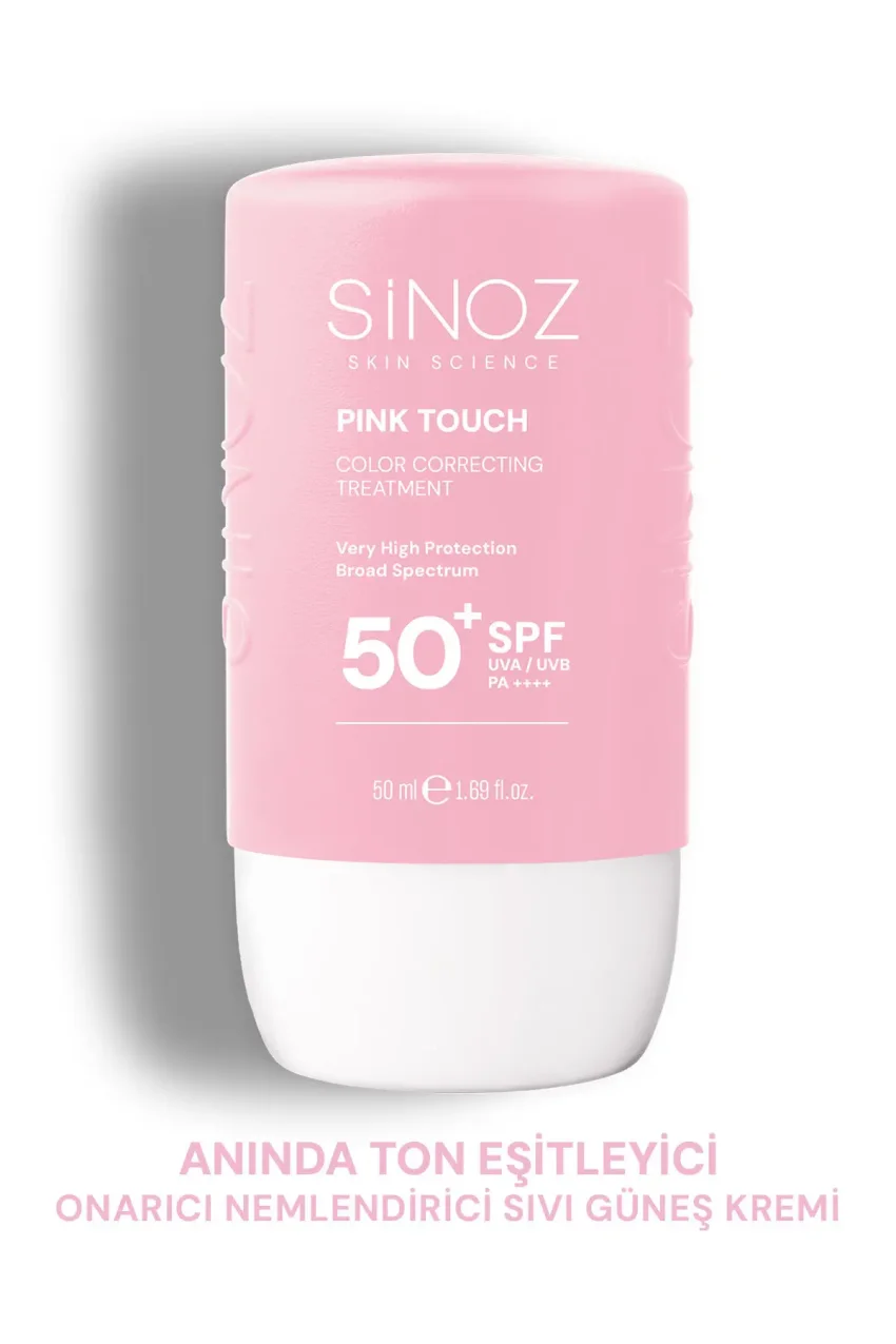 کرم ضد آفتاب مایع صورتی با SPF50+ و خاصیت ضد لک Pink Touch